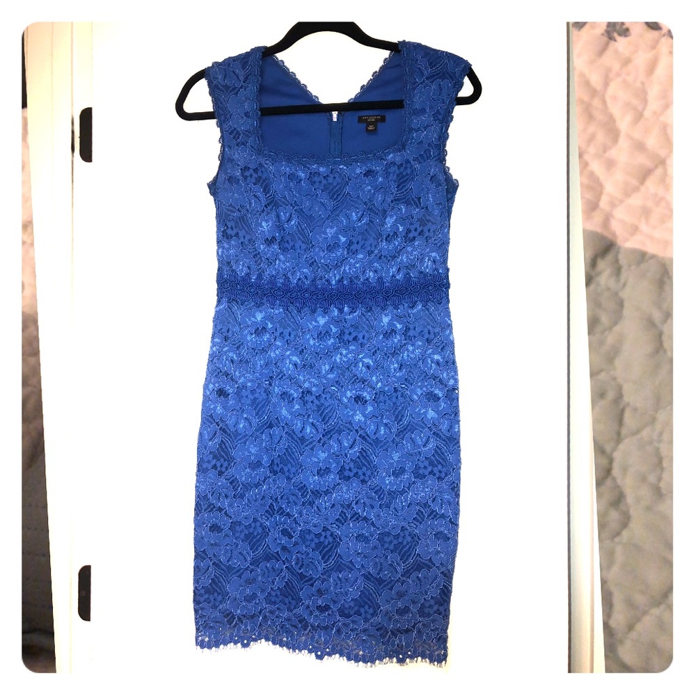 Ann Taylor royal blue lace dress size 0 petite